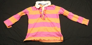 Hartstrings Shirt Orange Dark Pink Stripe Long Sleeve 1/4 Button Kids Size 6 - Picture 1 of 6