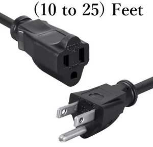 16AWG AC Extension Power Cord 13Amp 125V Cable NEMA 5-15R Female 5-15P Male Plug - Picture 1 of 6