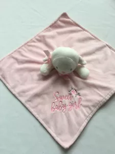 Little Me Sweet Baby Girl Pink White Lamb Security Blanket Rattle Lovey - Picture 1 of 7