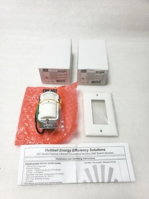 Interruptor de pared Hubbell WS1000W PIR 2 piezas sensor de vacío 120 V 60 Hz 1200 pies cuadrados blanco Foto 1 de 4