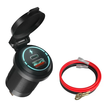 Car Charger Cigarette Lighter Socket Charging Power Outlet Dual USB Type-C Ports - Image 1 of 4