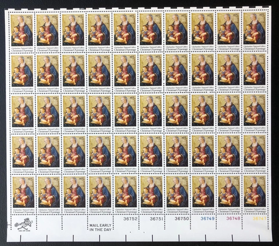 US Stamp1975 Mint Sheet Scott #1579, Traditional Christmas, 50 stamps, MNH, OG - Image 1 of 1