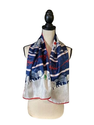 Винтажный Barr бороды женщин прямоугольник шарф яблоня в горошек красный синий Японии - Изображение 1 из 4