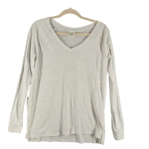 VS PINK Women's Long Sleeve V-Neck T-Shirt Solid Gray Size XS - Picture 1 of 10