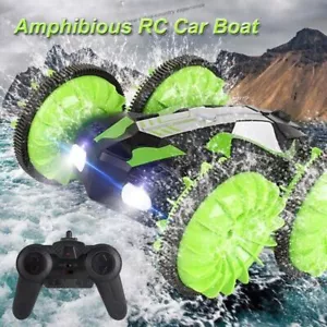 4WD 2.4G RC Stunt Car Remote Control Amphibious Off Road Double Sided Race Boat - Picture 1 of 14