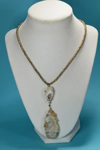 Collar artesanal de plata esterlina geoda diseños de paisajes plateados -- 2532 - Imagen 1 de 10