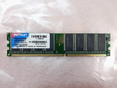 Patriot 1GB PC3200 RAM PSD1G400 DDR-400 PS000061 Memory DDR1 - Image 1 of 3