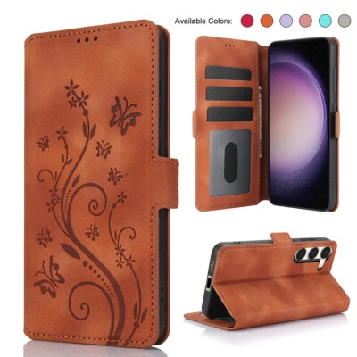 For Samsung S25 S24 Ultra S23 S22 Plus S21 S20 Note20 Leather Wallet Holder Case - Image 1 of 4