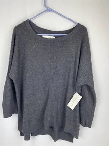 french laundry size 1X  long sleeve textured knit dark gray sweater Stretch - Picture 1 of 8