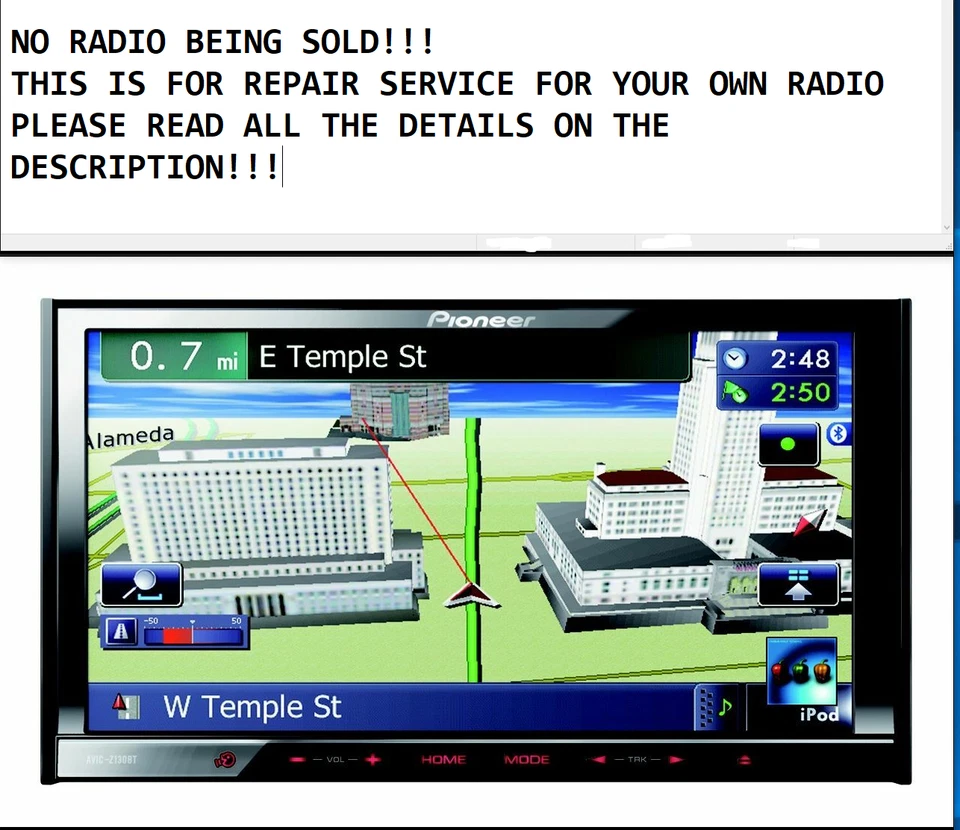 PIONEER AVIC-X850BT BROKEN/URESPONSIVE TOUCH PANEL REPLACE SERVICE NO RADIO SOLD - Image 1 of 1