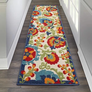 Aloha Indoor/outdoor Floral Multicolor Area Rug Runner 2'x6' Runner - Picture 1 of 12