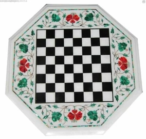 2'x2' White Marble Center Coffee Chess Table Top Mosaic Inlay Pietra Dure Decor - Picture 1 of 3
