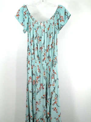 XHILARATION 长裙女式中号天空蓝色花卉柔软流动小屋核心波西米亚 — 第 1/4 张图片