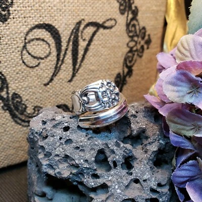 Anillo cuchara eternamente tuyo hecho a mano, plata 6-15 placa de plata bypass  Foto 1 de 3