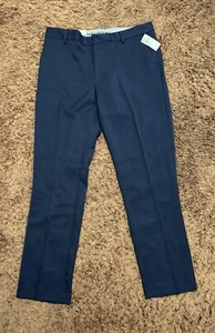 Van Heusen Men’s Navy Slim Fit Stretch Dress Pants, Flat Front - Size: 34W x 32L - Picture 1 of 8