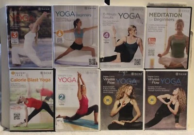 8 Gaiam workout DVD lot Rodney Yee Seane Corn Yoga for beginners flow meditation - Image 1 of 4