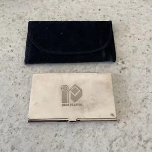 Vintage Silver or Silver plated business card holder with company name + pouch - Picture 1 of 4