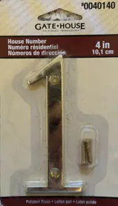 Gatehouse 4-inch Polished Brass Rust Resistant House Number, #1 - Picture 1 of 1