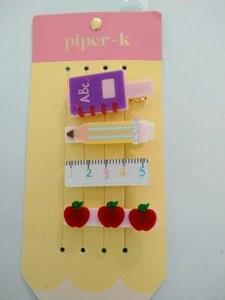 Piper k School Theme Hair Clips. Set Of 4. Great For Back To School - Picture 1 of 5