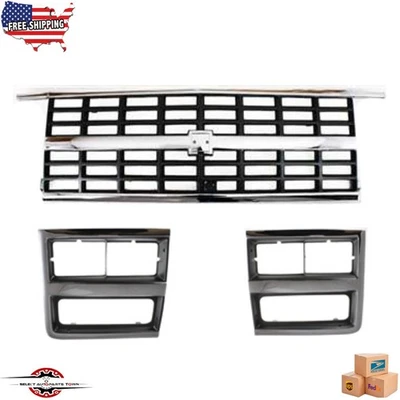 Fits 1989-1991 CHEVROLET BLAZER Front Grille And Left Right Headlight Bezels 3pc Foto 1 de 4