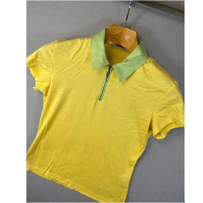 Camisa Polo Bugatchi Mujer Media Cremallera Algodón Egipcio Top Amarillo Talla S Ropa de Yate Foto 1 de 4