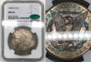1903 O Morgan Silver Dollar NGC MS-63 CAC *Rainbow Toning Reverse* - Bild 1 von 5