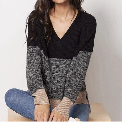 Suéter para mujer French Connection bloque de color talla M negro tostado manga larga usado en excelente estado Foto 1 de 4