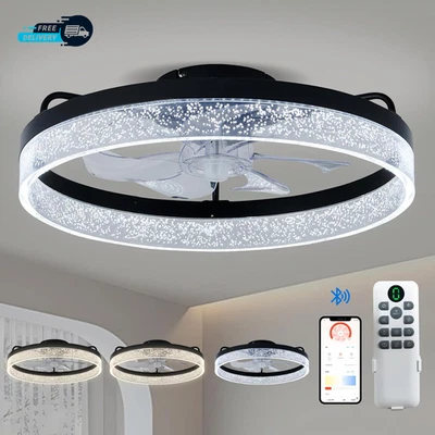 Modern Ceiling Fans with Lights and Remote,20" Low Profile Ceiling Fan with Ligh - Image 1 of 2