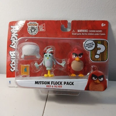 Angry Birds Mission Flock Pack Red & Silver Figures w/ Surprise Hatchling – NEW - Image 1 of 3