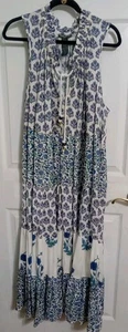Chelsea Theodore Stufen Maxikleid Damen Blumen Goldrand Bohemian Größe 3XL - Bild 1 von 4