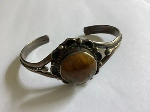 Sterling and Brown Agate Bracelet - Picture 1 of 8