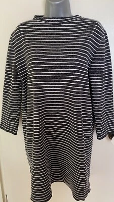 Great Plains Black & White Striped Jersey sweatshirt Dress Size 12 - Image 1 of 4