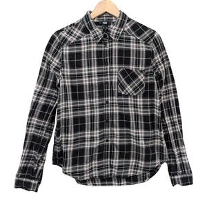 Paige Plaid Flannel Shirt Womens Black Rosewater Long Sleeve Button Up Top Sz M - Picture 1 of 8