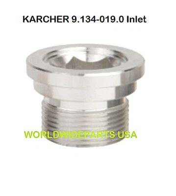 9.134-019.0 Karcher Water Inlet Connector Aluminum, Replaces Plastic 91340190 - Image 1 of 2
