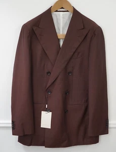 Men Suitsupply Blazer Havana Double Breasted Burgundy Red Size 24 EU48S UK/US38S - Picture 1 of 8