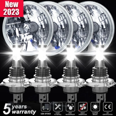 5-3/4 SMD White LED Halo Halogen Bulb Headlight Angel Eye Crystal Clear Set of 4 - Изображение 1 из 4