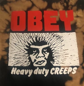 Obey Propaganda M Mens Graphic Black Creeps Cotton T-Shirt Brown Tie Dye - Picture 1 of 9