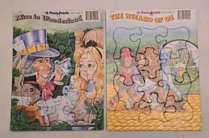 Vtg 1996 Playmore 12 Piece Tray Puzzles- Wizard of Oz & Alice in Wonderland Lot - Picture 1 of 5