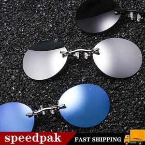 *Clip Nose Sunglasses Round Glasses Morpheus Matrix Sun UV400 Frameless A0I3 - Picture 1 of 14