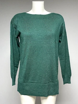 Ex F&F Sparkle Lurex Green Jumper Sizes  6 8 10 12 - Image 1 of 4