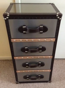 Luggage Chest of Four Drawers Side Table or Bedside Table - Picture 1 of 11