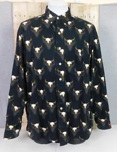 Barnfly Western Shirt Mens Large Long Sleeve Long Horn Rodeo Cowboy - Picture 1 of 4