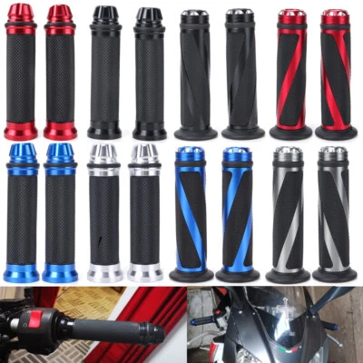 Pair 7/8" Motorcycle Hand Grips HandleBar Gel For Honda Yamaha Suzuki Cafe Racer - Image 1 of 4