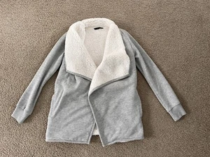 Abercrombie Strickjacke Sherpa gefüttert offen grau S - Bild 1 von 4