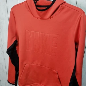 Nike Therma Fit Embossed Hoodie Size Large Orange and Black Kangaroo Pocket  - Picture 1 of 7