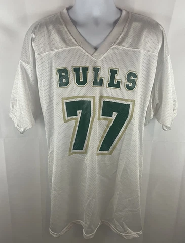 Vintage 90s USF South Florida Bulls Football Jersey #77 White Mens Size XL Cover