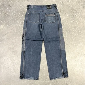 Jeans vintage FUBU uomo 34x34 blu ricamato Y2K sacco skater gamba larga hip hop - Foto 1 di 14
