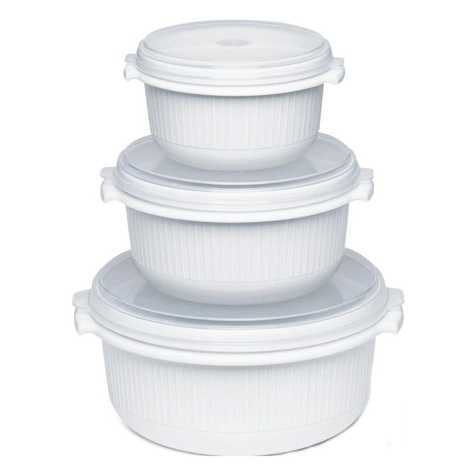 EMSA Micro Family Mikrowellentöpfe-Set - Weiß, 3-teilig