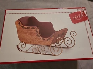 Lenox Hosting the Holidays Large Wood Sleigh Serving Centerpiece Retail $160.00 - Picture 1 of 6