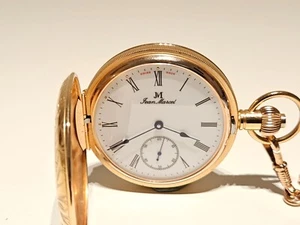 VINTAGE LUXURY SWISS MEN'S GOLD PLATED MECHANICAL POCKET WATCH"JEAN MARCEL" 17J - Picture 1 of 14